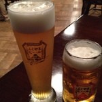 ふじやまビール館　プラッツ - 左がヴァイツェン（大）、右がピルス（大）各６６０円