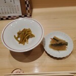 Sushi Shinkai - 山葵のみりん漬け、子持ち昆布