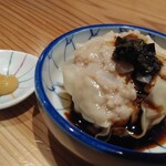 Shokudou Ibasho - 自家製肉焼売(1個)ニラ醤油がけ380円