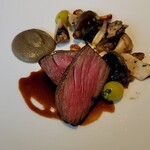 ミッシェル ナカジマ - 仙台牛イチボのロースト・ゴボウのソース・きのこソテー