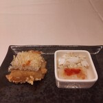 賛田飯店 - アマダイの松笠、白身魚の和え物