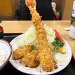 とんかつ うちの - ジャンボ海老とヒレカツ定食 1980円