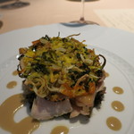 フォリオリーナ・デッラ・ポルタ・フォルトゥーナ - 25年11月　野生の雉　野生黒米　羊ミルクチーズ　縮緬キャベツのソース