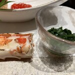 Awajishima To Kurae - 焼き鱈場蟹、春菊と名残りコキアのお浸し