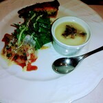 志喜亭 - 真鯛のサラダ仕立て、シラスと干しエビのキッシュ、シャンピニオンのフラン