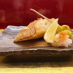 すし凛道 - カレイの焼き物。脂まみれといえるほど脂がノリノリ。