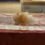 すし凛道 - 生のボタンエビ。火を通さないほうが甘さ風味を楽しめるそう。トロッとしていて美味しい。