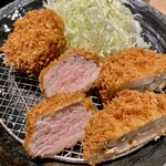 Tonkatsu Kagurazaka Sakura - 日替り3種定食木曜日ヒレかつ,レンコン挟み揚げ,メンチかつ