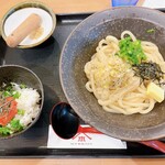 Yamashita Honki Udon - ミニ丼セット(ネギ塩だれ醤油バターうどん+明太めし)_¥840+¥150