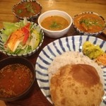 上亀 - 深川インド定食(秋鯖)、ポークビンダルー