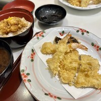 銀座 天一 博多店 - 秋の天一膳(天ぷら3種、小海老のかき揚げ小天丼)