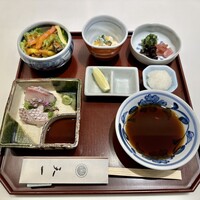 銀座 天一 博多店 - 秋の天一膳(お刺身、小鉢、サラダ)