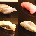 常盤鮨 - 春子鯛、中トロ、鰆、鰯