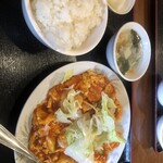 満腹亭 - エビとたまごのチリソース定食 730