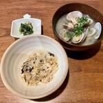 並木屋 - トリュフ釜飯、あさり汁