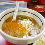 桃天花 - 担々つけ麺のつけスープUP