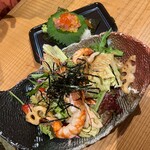 Koubashiya - 海老とレンコンの自家製豆腐サラダ
                トロたく巻き