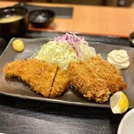 花むら - 薩摩豚ロースカツとカキフライ定食