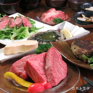 Carefully selected "Hiroshima beef" and locally produced fresh seafood, "100% local production for local consumption"...