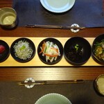 山荘無量塔 - 朝食：お惣菜5種