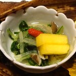 山荘無量塔 - 夕食：向付（柿のおろしあえ）