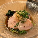 大衆日本酒バル ふとっぱらや - あん肝ポン酢390円　今西590円とともに