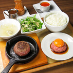 Raw and grilled yukhoe and wagyu Hamburg set