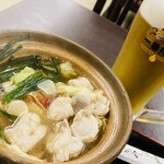 Ashikaga Kenkou Rando Oshokuji Tokoro - もつ鍋の汁はもったいので、定食のライスをおじやにしました。