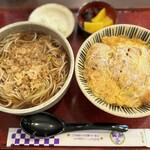 大村庵 - ボリュームたっぷり丼定食(カツ丼・温たぬきそば)