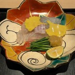 祇園 にしかわ - 向附 平目薄造り