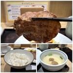 たんやHAKATA - ＊麦ご飯はお代わり可能ですけれど、牛タンが少ないので明太子が何か追加しないと無理かも。私は2/3だけ頂きました。 でもお隣の男性は上手に牛タン2枚でご飯1杯召し上がってました。それも技ですね。(≧◇≦)