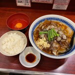 Chuukasoba Tatami - スタミナ中華セット。オプションは「ニンニク＆自家製唐辛子」。