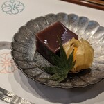 鮨 難波 - 水菓子（水羊羹とほおずき）