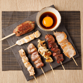 Charcoal-Yakitori (grilled chicken skewers) made from our proud local chicken