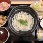 水沢うどん 水香苑 - Bセット・うどん小（990円税込）＋えらべるたれ 坦々肉味噌（110円税込）