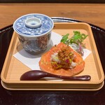鮨 くまくら - せいこ蟹・鹿島の蛤と白舞茸の茶碗蒸し
