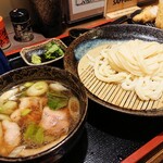 讃岐つけ麺 寒川 - 京鴨とネギのつけ麺／鶏ささみ天ぷら