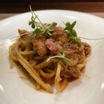 セルサルサーレ - 紅ズワイガニのペペロンチーノ 春菊 フィンガーライム