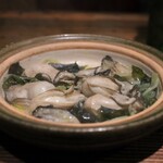 蕎麦前ながえ - 牡蠣鍋はオリーブオイルで