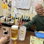 立ち呑み 輝 - メガ生ビールとメガ酎ハイ