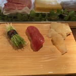 まぐろ人 御徒町出張所 - 芽ねぎ　マグロ赤身