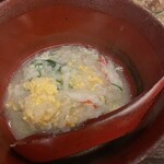 間人温泉郷 海雲館 - 残った雑炊はお部屋まで持ってきてくれます