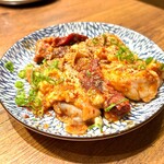 キンキン麦酒とプリっと小腸 近江牛畜産あさひ - 贅！あさひ盛り