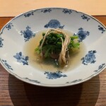 明寂 - 牛肉とセリの炊き合わせ