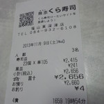 無添くら寿司 - レシート(2013.11.09)