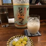 日な田 - どぶろくストレート、銀杏(お通し)