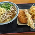 Ikiiki Udon - かけ蕎麦大+ちく天・かき揚げ・昔のコロッケ