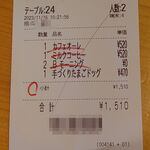 珈琲所コメダ珈琲店 - お勘定書き