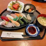 Sushi Izakaya Inasa - 息子選択。にぎり寿司定食　何れでも全部\990　息子も満足したとのこと。