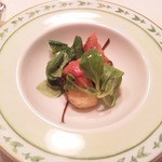 ふくの季 - 22回目豊後水道産鱸のセモリナ粉揚げ・しぼりトマトのマリネ